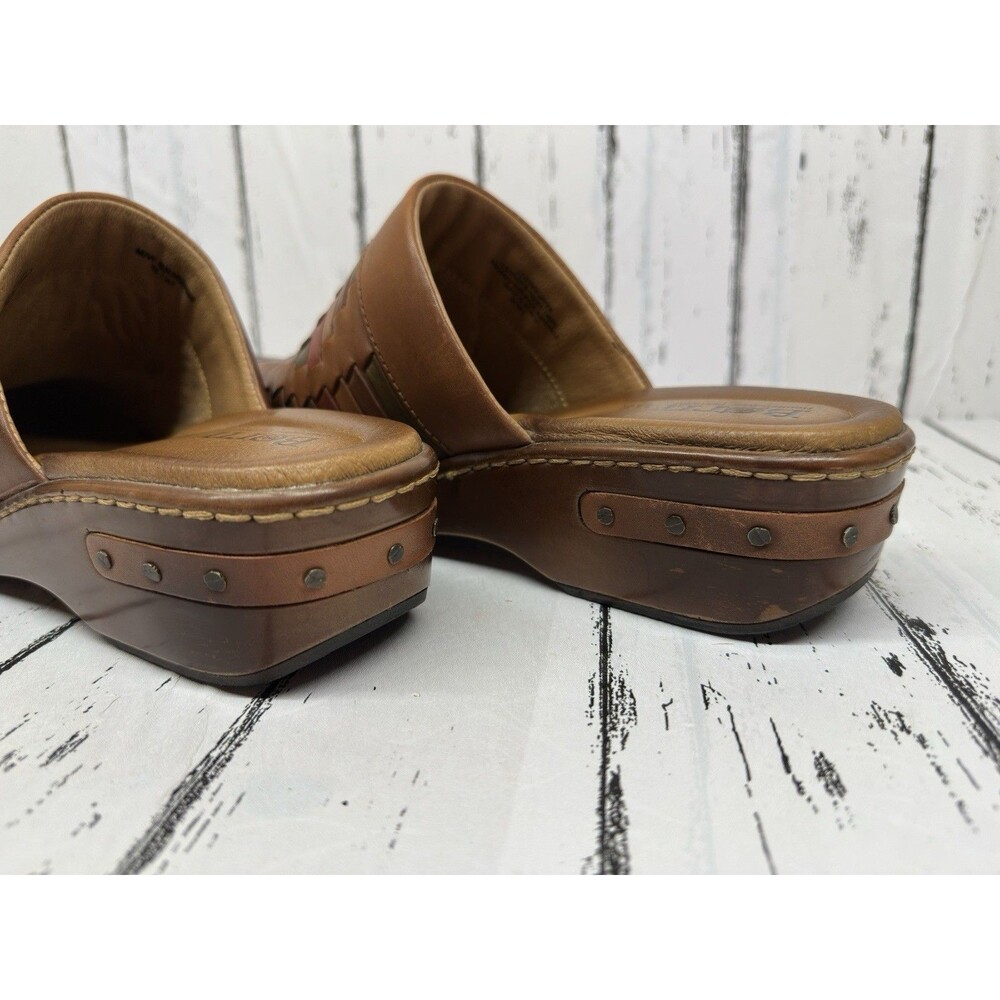 BORN Yucatan 10 / 42 Clog Slide Wedge Woven Brown Leather Comfort Shoes Womens - Picture 9 of 10